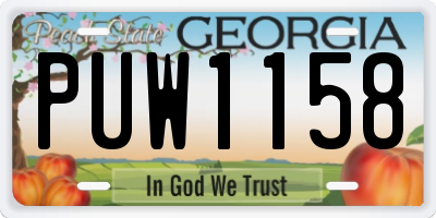 GA license plate PUW1158