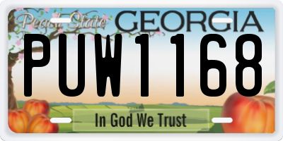 GA license plate PUW1168