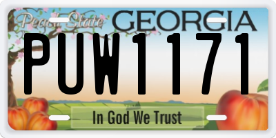 GA license plate PUW1171