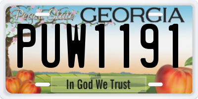 GA license plate PUW1191