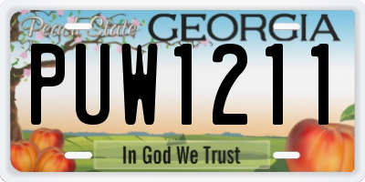 GA license plate PUW1211