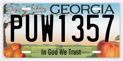 GA license plate PUW1357