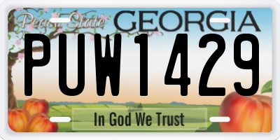 GA license plate PUW1429