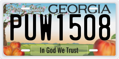 GA license plate PUW1508