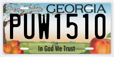 GA license plate PUW1510