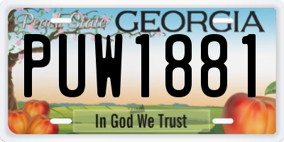 GA license plate PUW1881