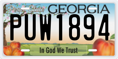 GA license plate PUW1894
