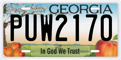 GA license plate PUW2170
