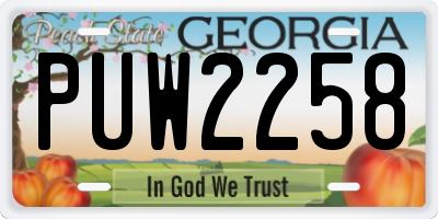 GA license plate PUW2258