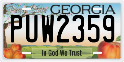 GA license plate PUW2359