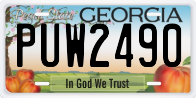 GA license plate PUW2490