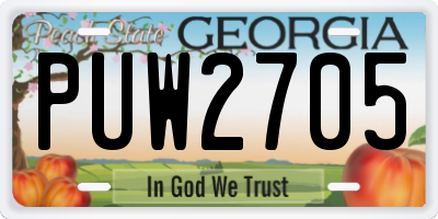 GA license plate PUW2705