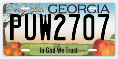 GA license plate PUW2707