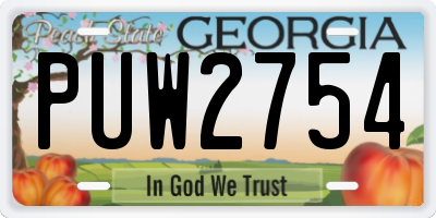 GA license plate PUW2754