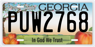 GA license plate PUW2768