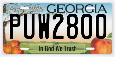 GA license plate PUW2800