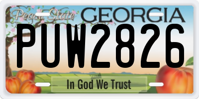 GA license plate PUW2826