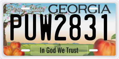 GA license plate PUW2831