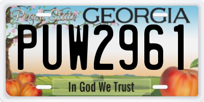 GA license plate PUW2961