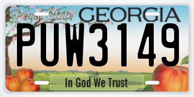 GA license plate PUW3149