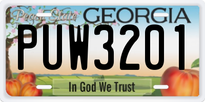 GA license plate PUW3201