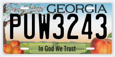 GA license plate PUW3243