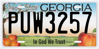 GA license plate PUW3257