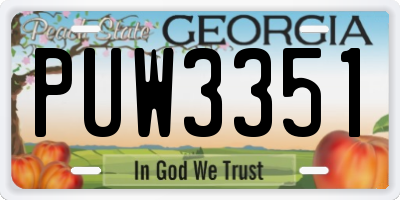 GA license plate PUW3351