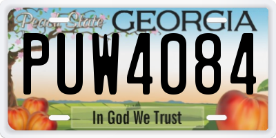 GA license plate PUW4084