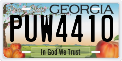 GA license plate PUW4410