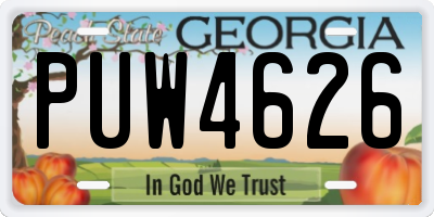 GA license plate PUW4626