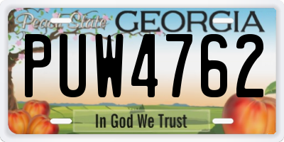 GA license plate PUW4762