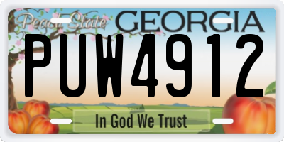 GA license plate PUW4912