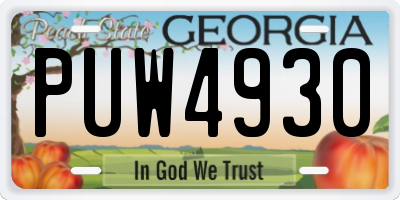 GA license plate PUW4930