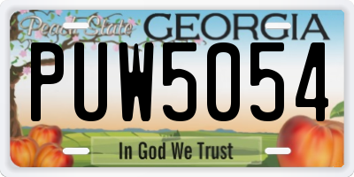 GA license plate PUW5054
