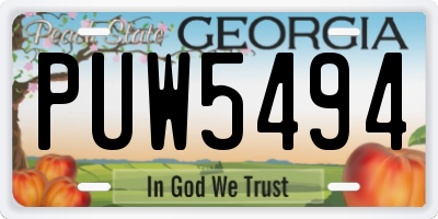 GA license plate PUW5494