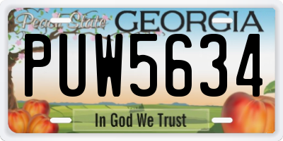 GA license plate PUW5634
