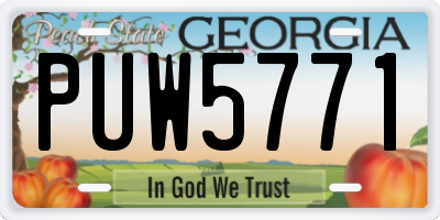 GA license plate PUW5771
