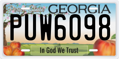 GA license plate PUW6098