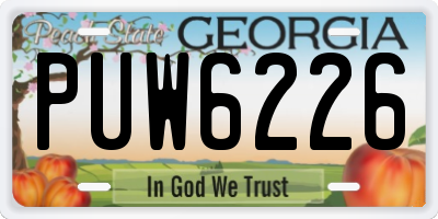 GA license plate PUW6226