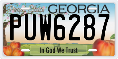 GA license plate PUW6287