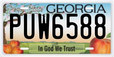 GA license plate PUW6588