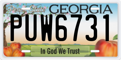 GA license plate PUW6731
