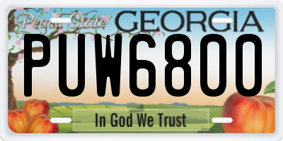 GA license plate PUW6800