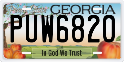 GA license plate PUW6820