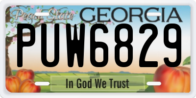 GA license plate PUW6829