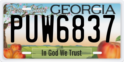 GA license plate PUW6837