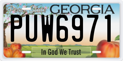 GA license plate PUW6971