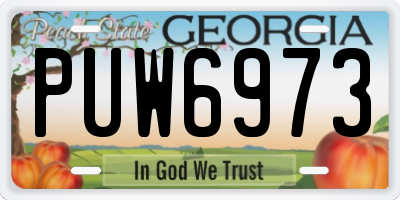 GA license plate PUW6973