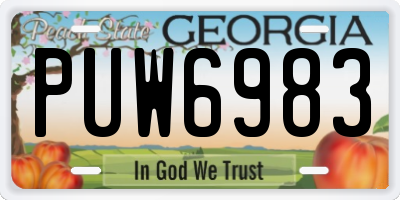 GA license plate PUW6983